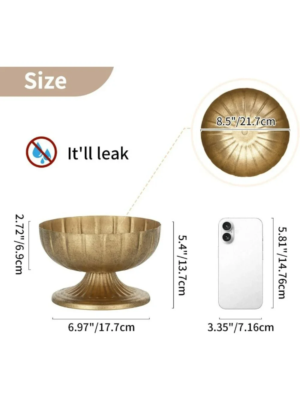 Elegant Gold Compote Vase Set for Centerpiece Decor, 8.5